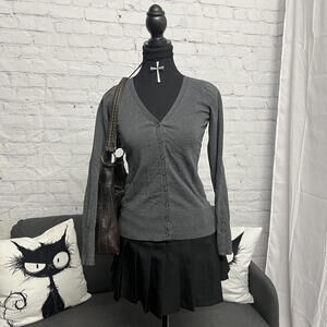 Vintage Dynamite dark grey V neck cardigan buttoned front and sleeves Size S